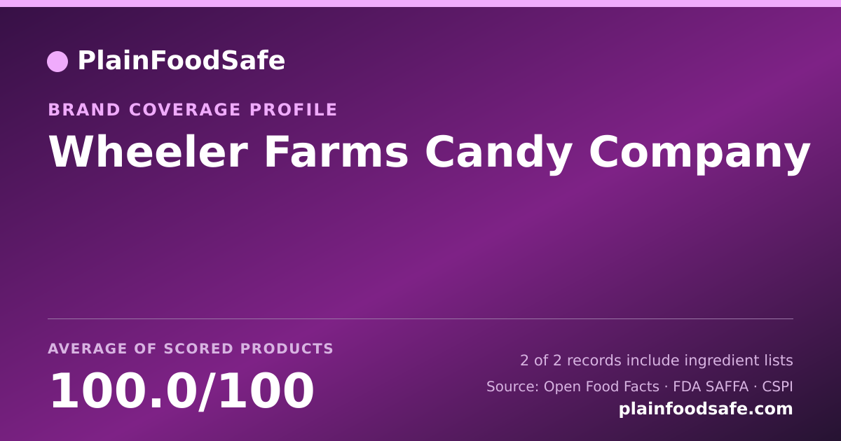 Share card for Wheeler Farms Candy Company Food Safety Profile