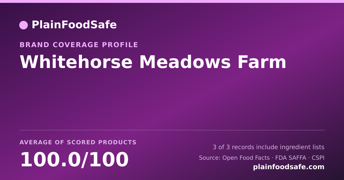 Share card for Whitehorse Meadows Farm Food Safety Profile