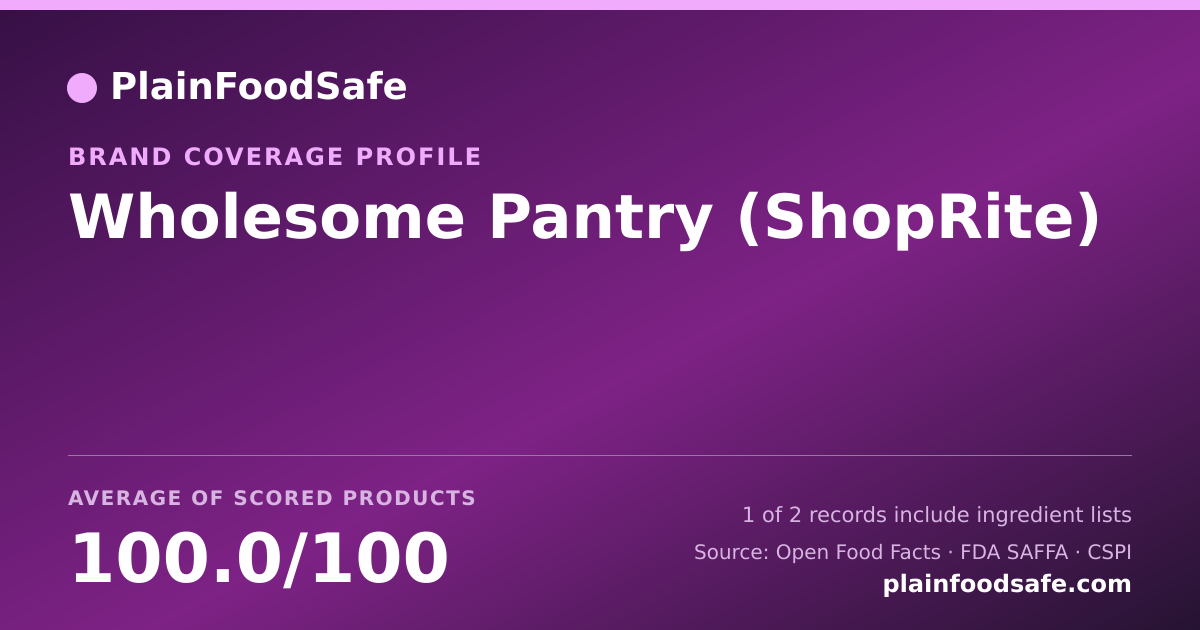 Share card for Wholesome Pantry (ShopRite) Food Safety Profile