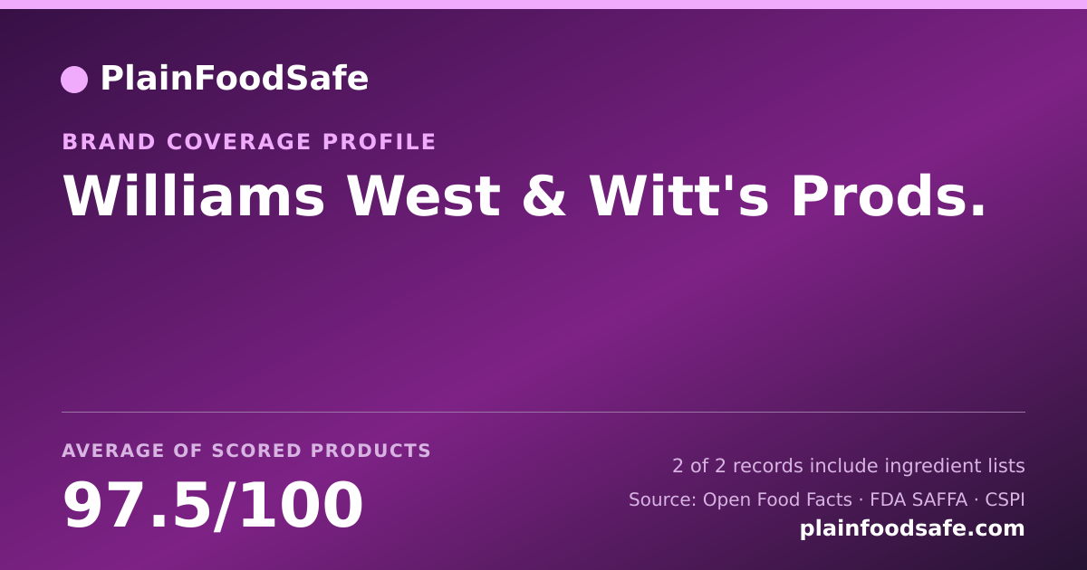 Share card for Williams  West & Witt's Prods. Food Safety Profile