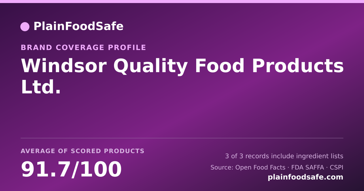Share card for Windsor Quality Food Products Ltd. Food Safety Profile