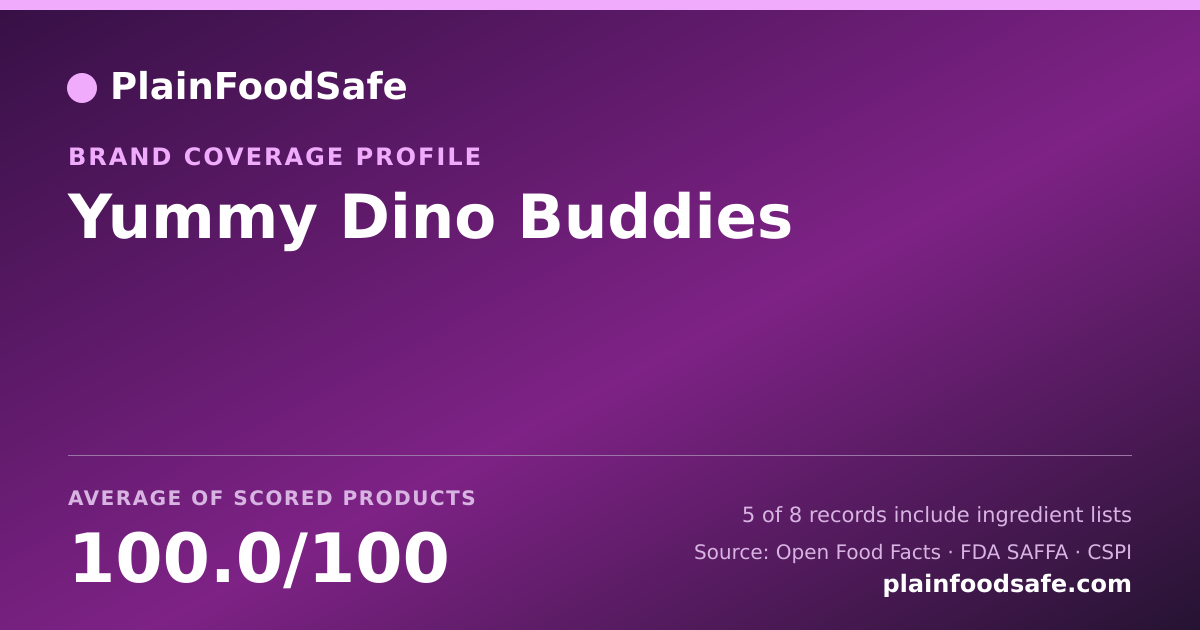 Share card for Yummy Dino Buddies Food Safety Profile