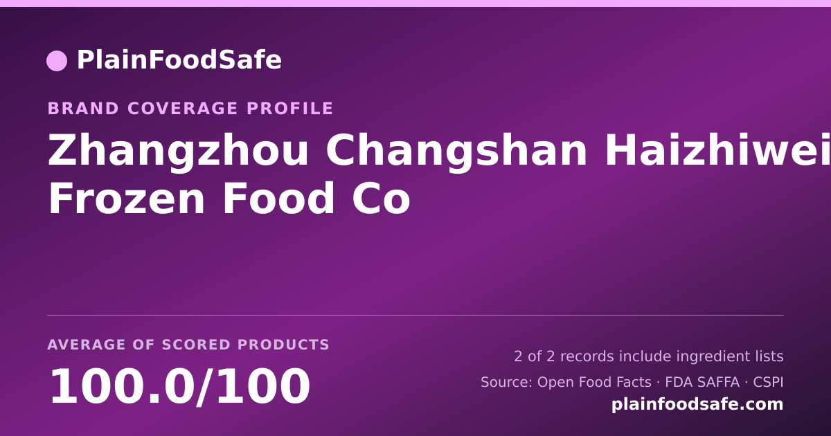 Share card for Zhangzhou Changshan Haizhiwei Frozen Food Co Food Safety Profile