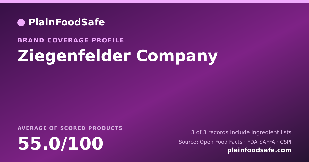 Share card for Ziegenfelder Company Food Safety Profile
