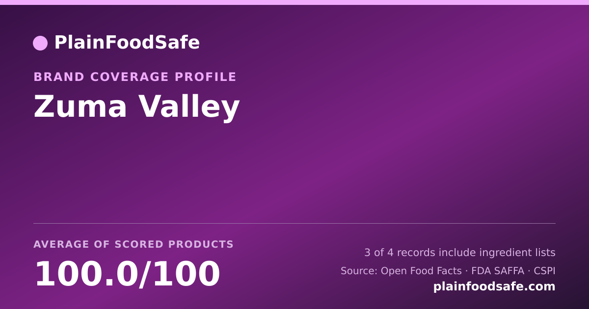 Share card for Zuma Valley Food Safety Profile