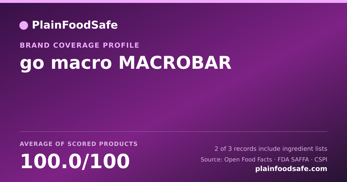Share card for go macro MACROBAR Food Safety Profile