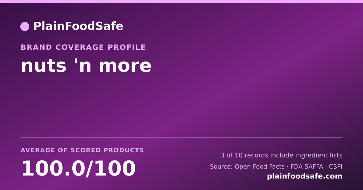 Share card for nuts 'n more Food Safety Profile