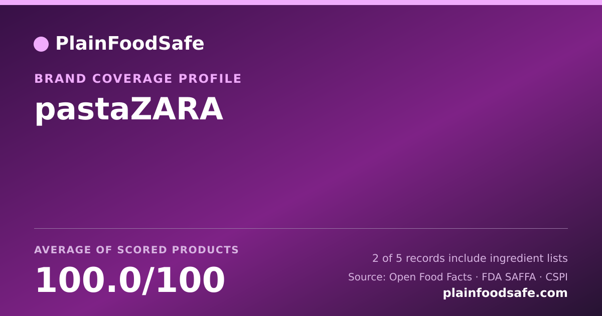 Share card for pastaZARA Food Safety Profile