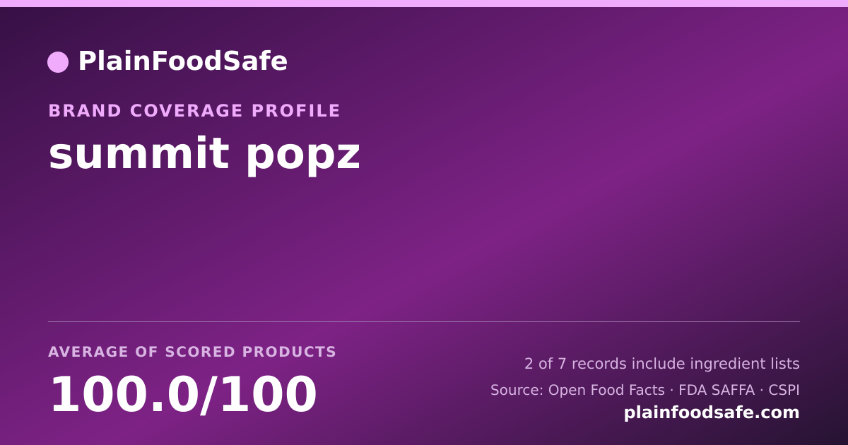 Share card for summit popz Food Safety Profile