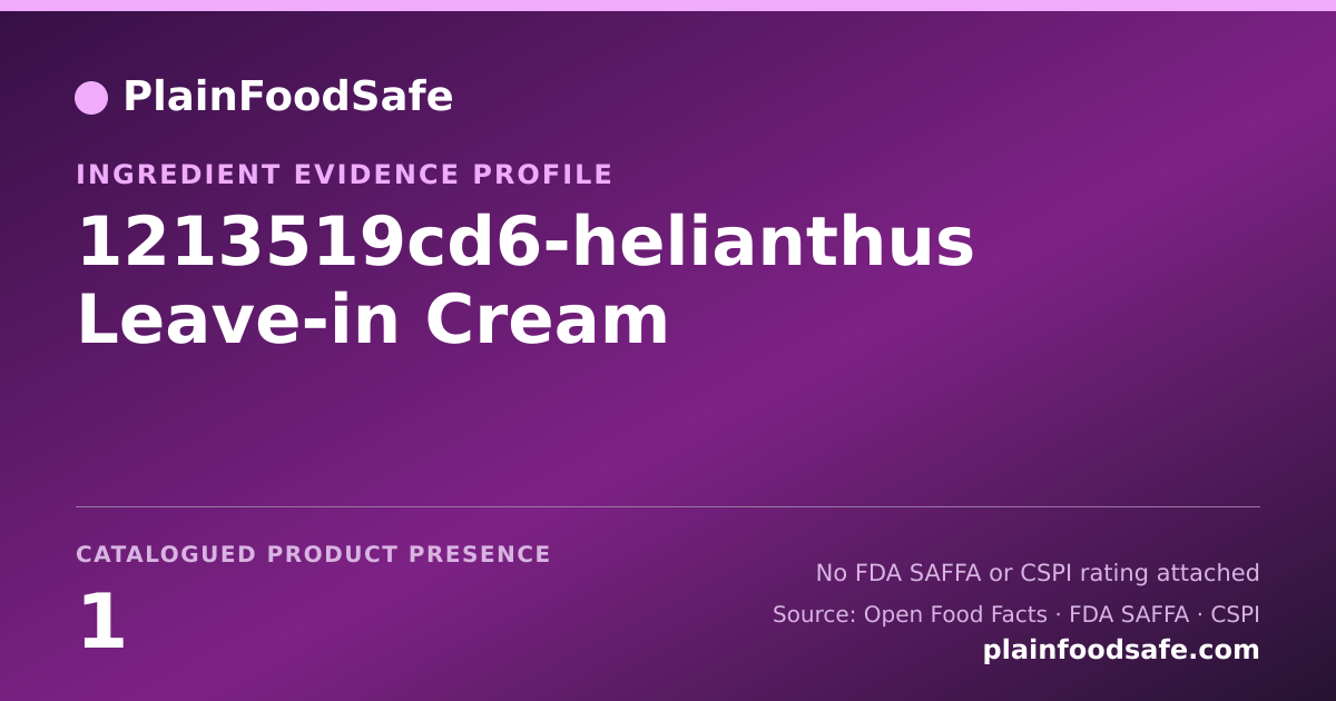 Share card for 1213519cd6-helianthus Leave-in Cream Food Ingredient Evidence Profile