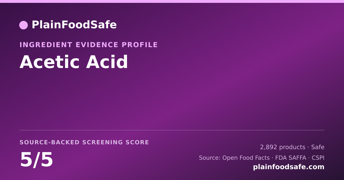 Share card for Acetic Acid Food Ingredient Evidence Profile