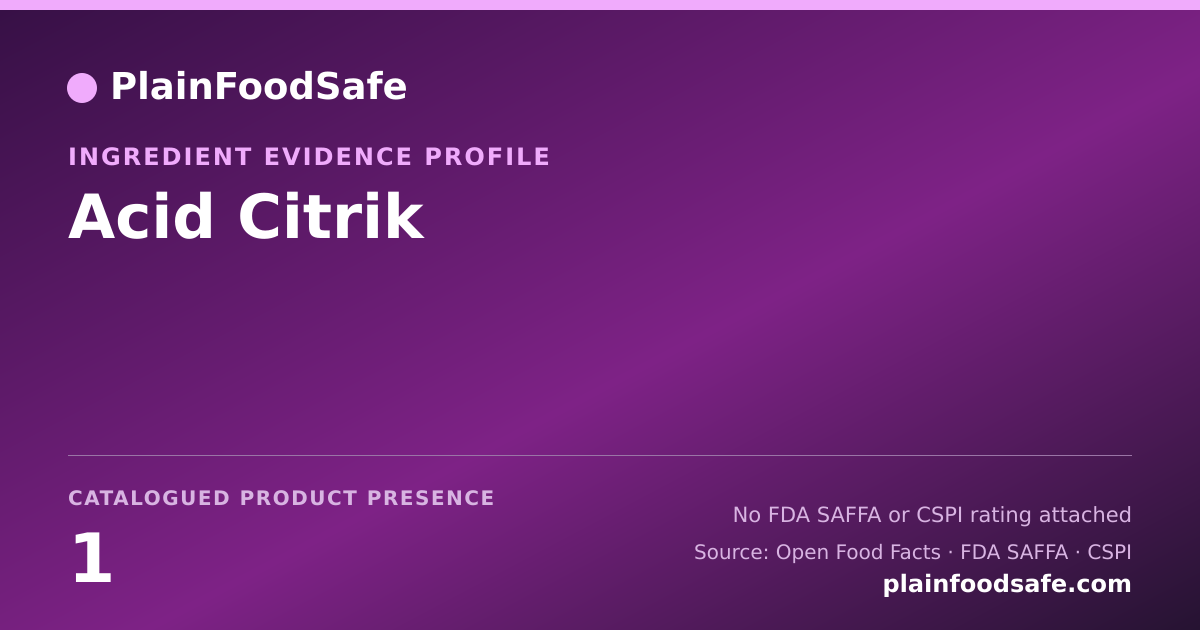 Share card for Acid Citrik Food Ingredient Evidence Profile