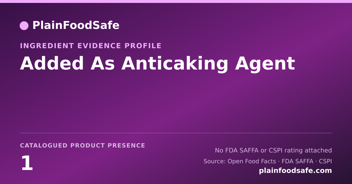 Share card for Added As Anticaking Agent Food Ingredient Evidence Profile