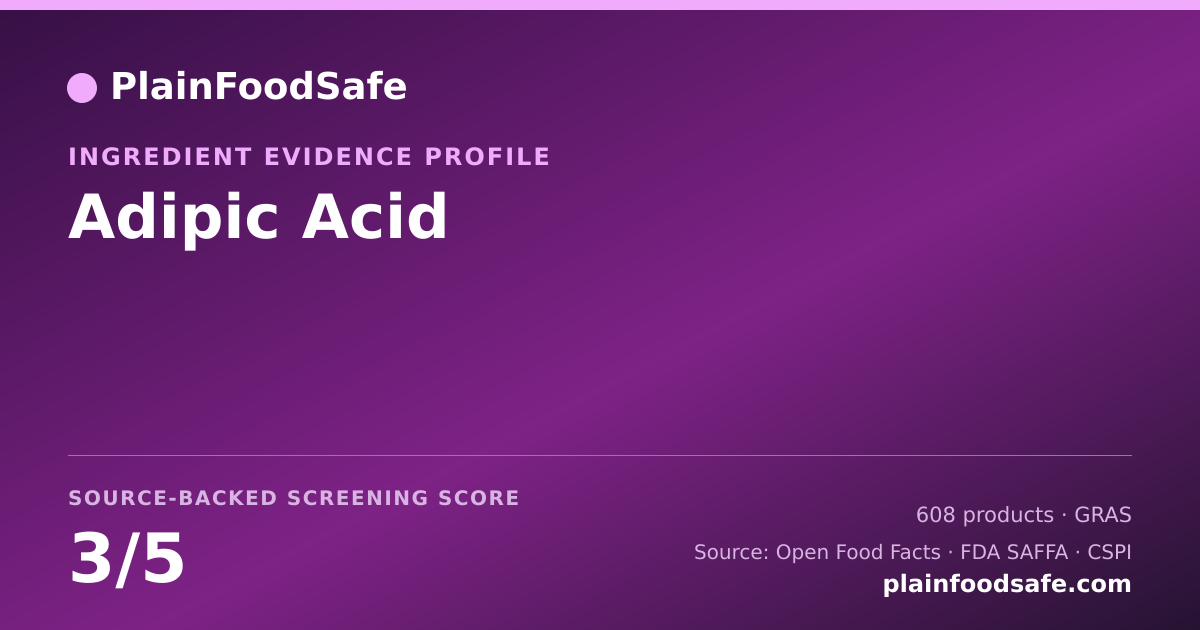 Share card for Adipic Acid Food Ingredient Evidence Profile