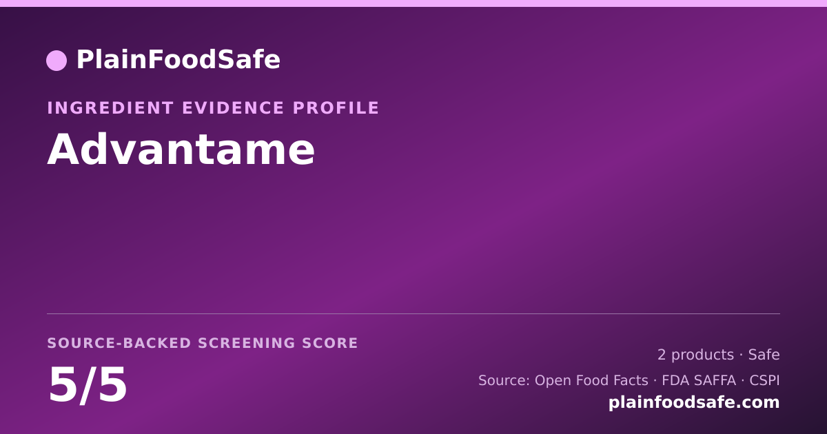 Share card for Advantame Food Ingredient Evidence Profile