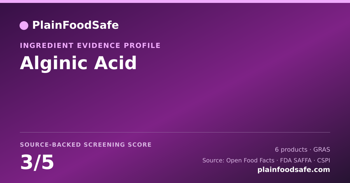 Share card for Alginic Acid Food Ingredient Evidence Profile