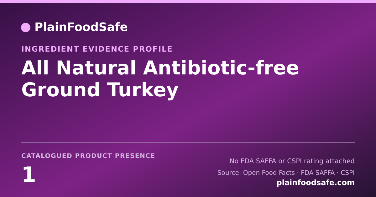 Share card for All Natural Antibiotic-free Ground Turkey Food Ingredient Evidence Profile