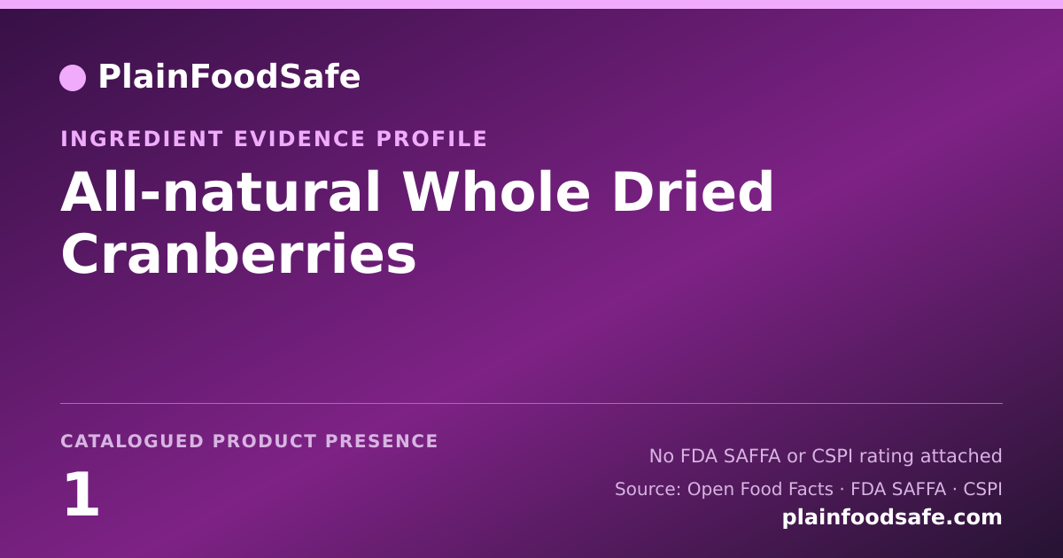 Share card for All-natural Whole Dried Cranberries Food Ingredient Evidence Profile