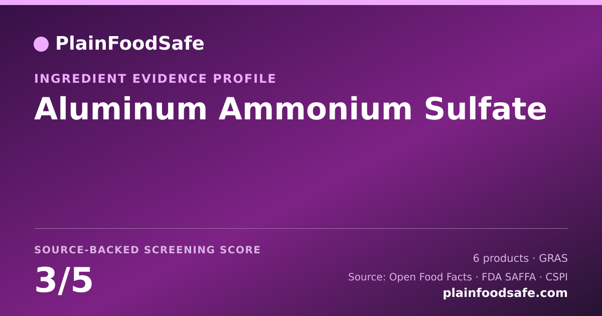 Share card for Aluminum Ammonium Sulfate Food Ingredient Evidence Profile