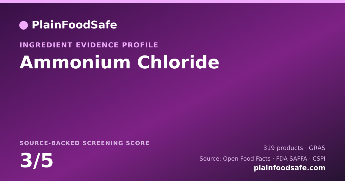 Share card for Ammonium Chloride Food Ingredient Evidence Profile