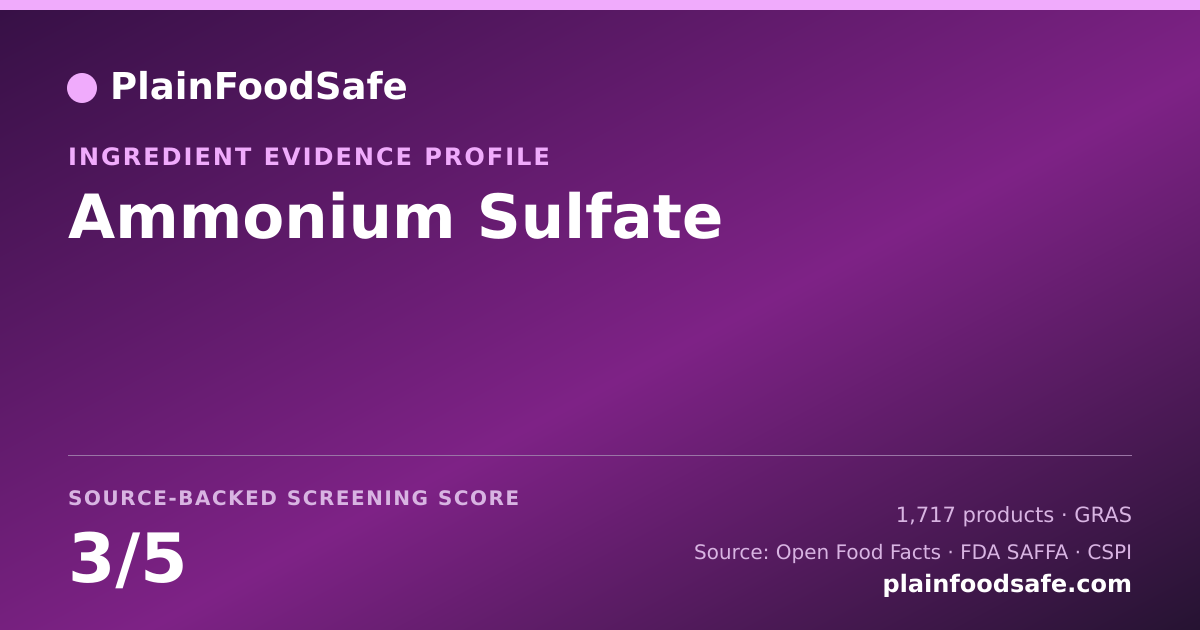 Share card for Ammonium Sulfate Food Ingredient Evidence Profile