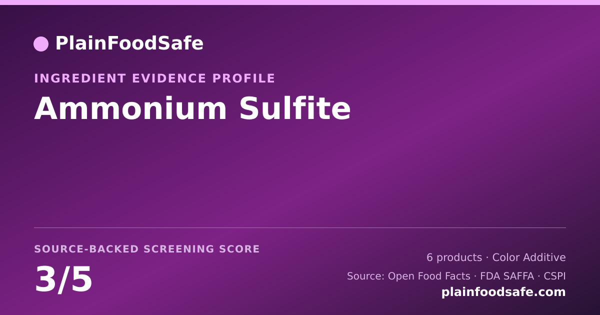 Share card for Ammonium Sulfite Food Ingredient Evidence Profile