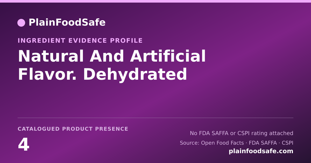 Share card for Natural And Artificial Flavor. Dehydrated Food Ingredient Evidence Profile