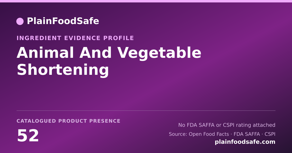 Share card for Animal And Vegetable Shortening Food Ingredient Evidence Profile