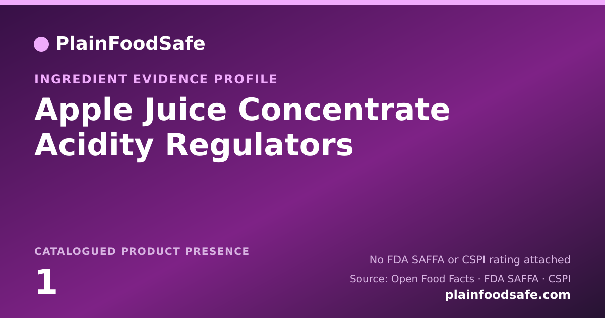 Share card for Apple Juice Concentrate Acidity Regulators Food Ingredient Evidence Profile