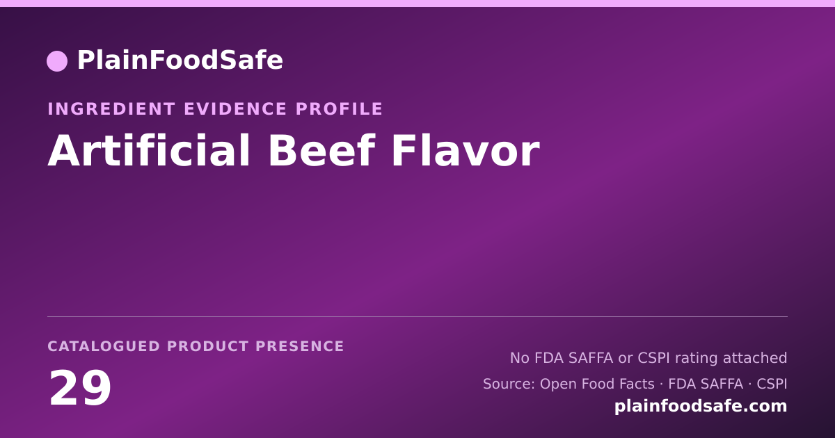 Share card for Artificial Beef Flavor Food Ingredient Evidence Profile