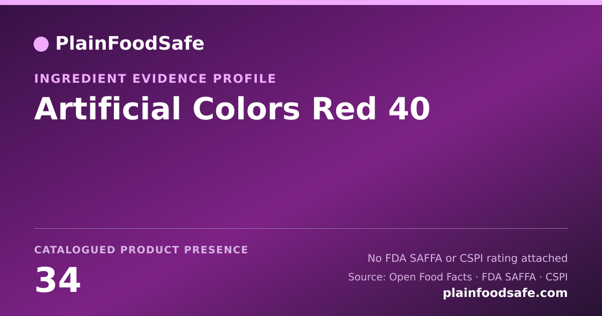 Share card for Artificial Colors Red 40 Food Ingredient Evidence Profile