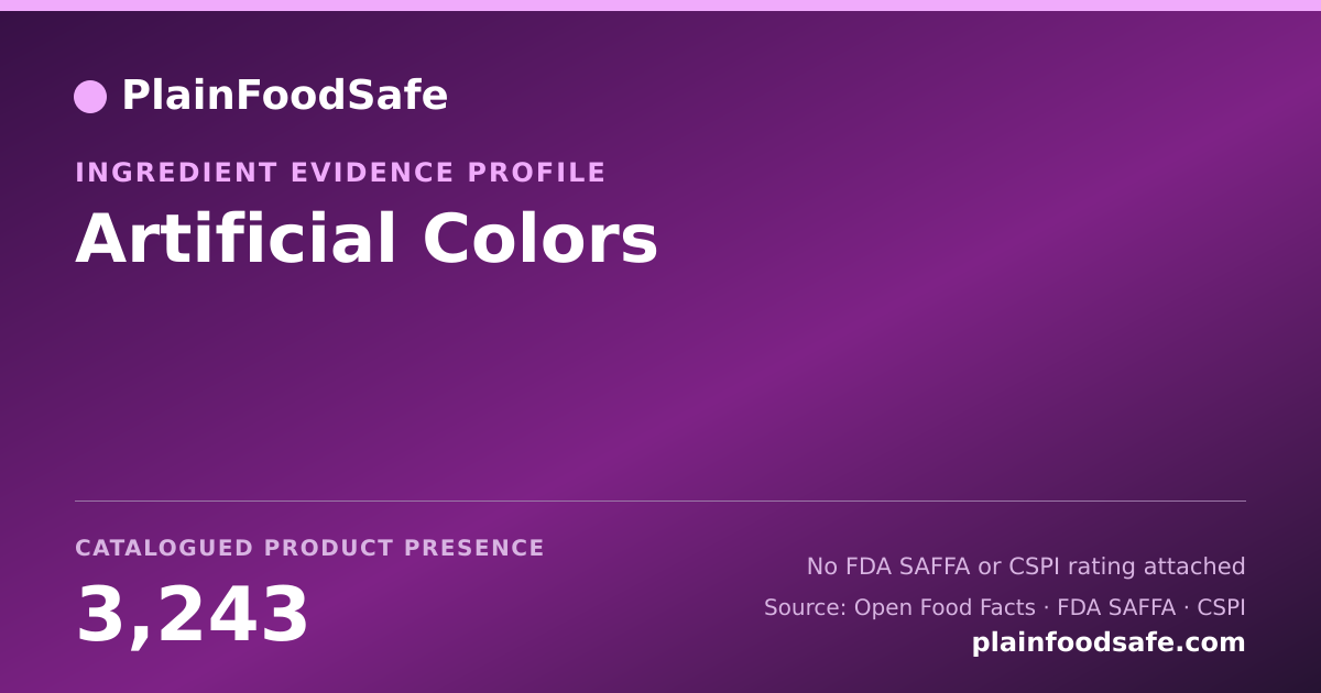 Share card for Artificial Colors Food Ingredient Evidence Profile