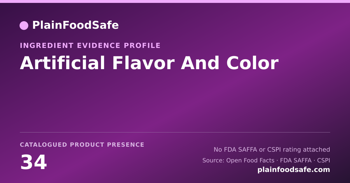 Share card for Artificial Flavor And Color Food Ingredient Evidence Profile