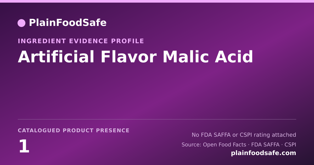 Share card for Artificial Flavor Malic Acid Food Ingredient Evidence Profile