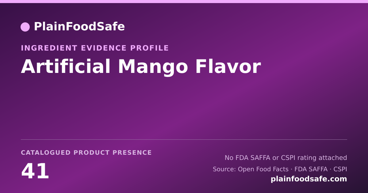 Share card for Artificial Mango Flavor Food Ingredient Evidence Profile
