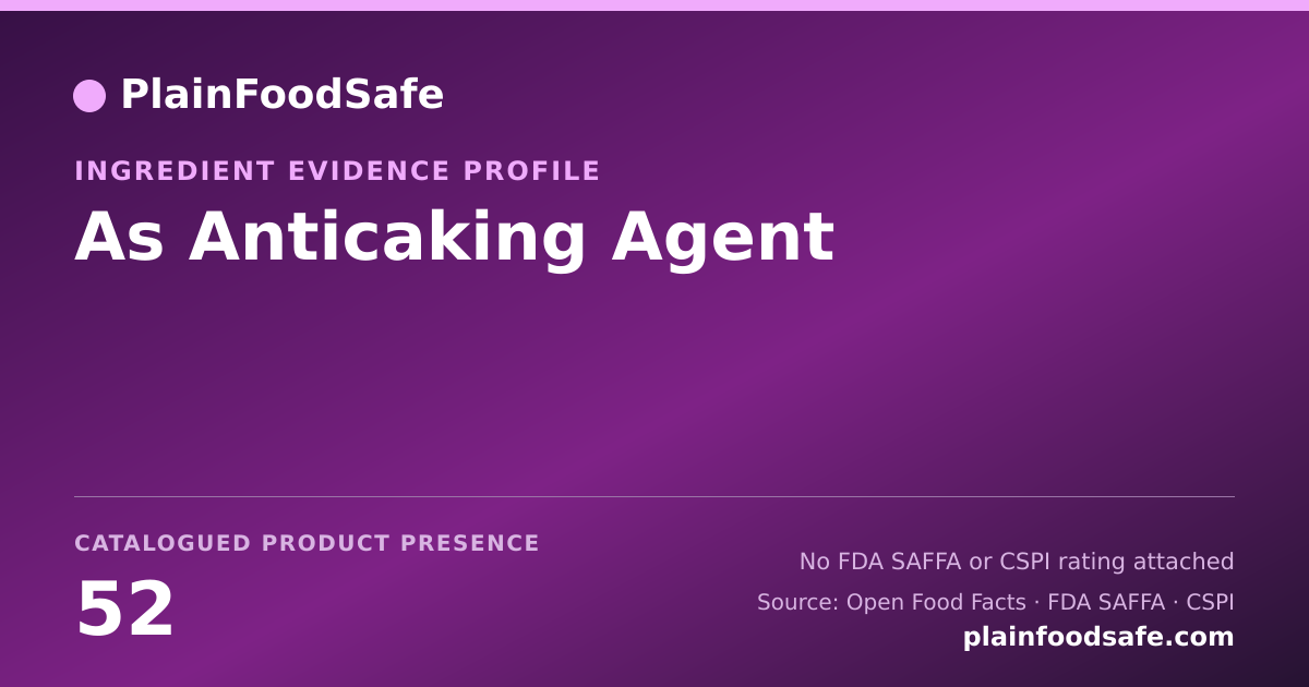 Share card for As Anticaking Agent Food Ingredient Evidence Profile
