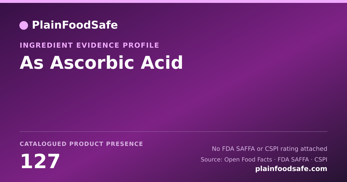 Share card for As Ascorbic Acid Food Ingredient Evidence Profile
