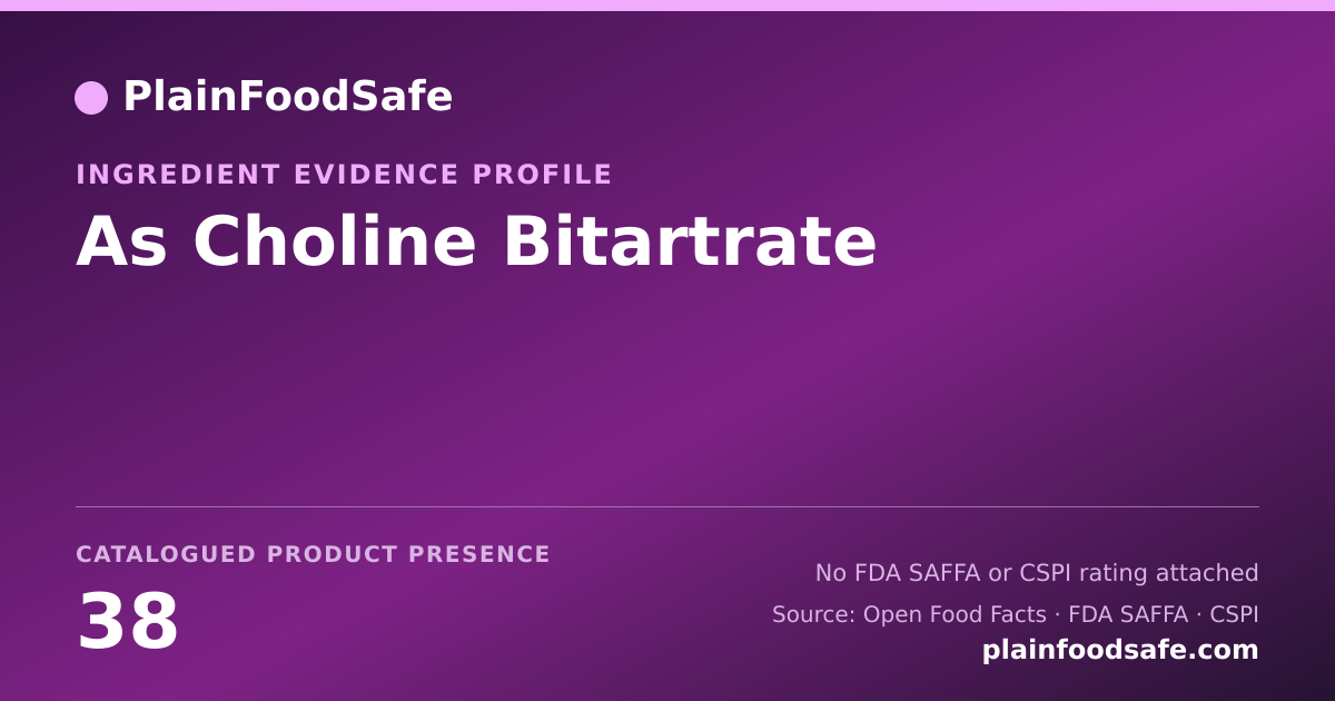 Share card for As Choline Bitartrate Food Ingredient Evidence Profile