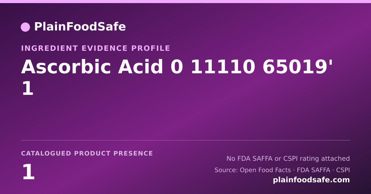 Share card for Ascorbic Acid 0 11110 65019' 1 Food Ingredient Evidence Profile