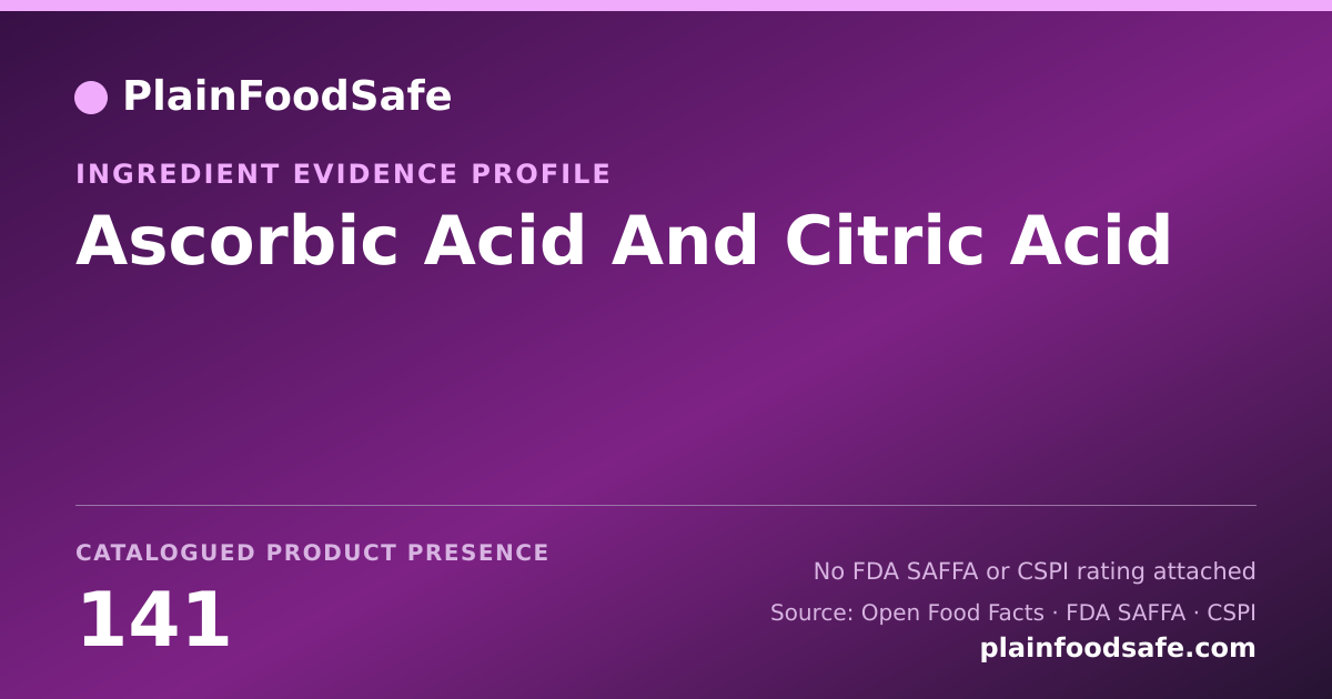 Share card for Ascorbic Acid And Citric Acid Food Ingredient Evidence Profile