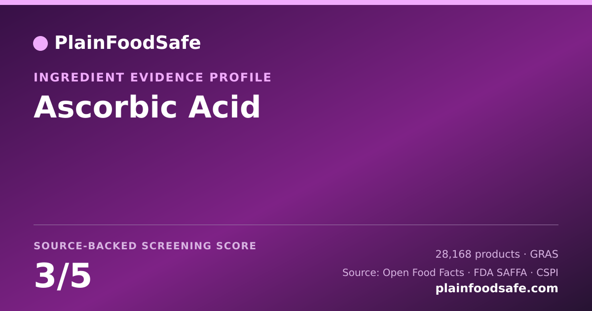Share card for Ascorbic Acid Food Ingredient Evidence Profile