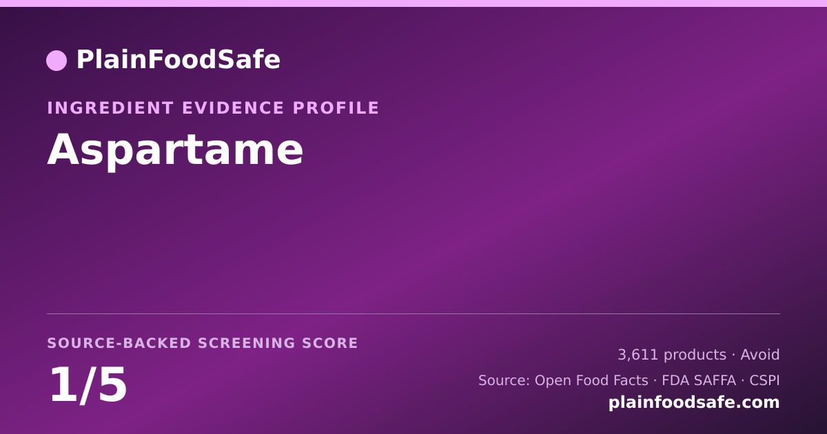 Share card for Aspartame Food Ingredient Evidence Profile