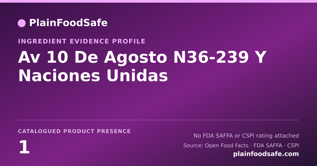 Share card for Av 10 De Agosto N36-239 Y Naciones Unidas Food Ingredient Evidence Profile