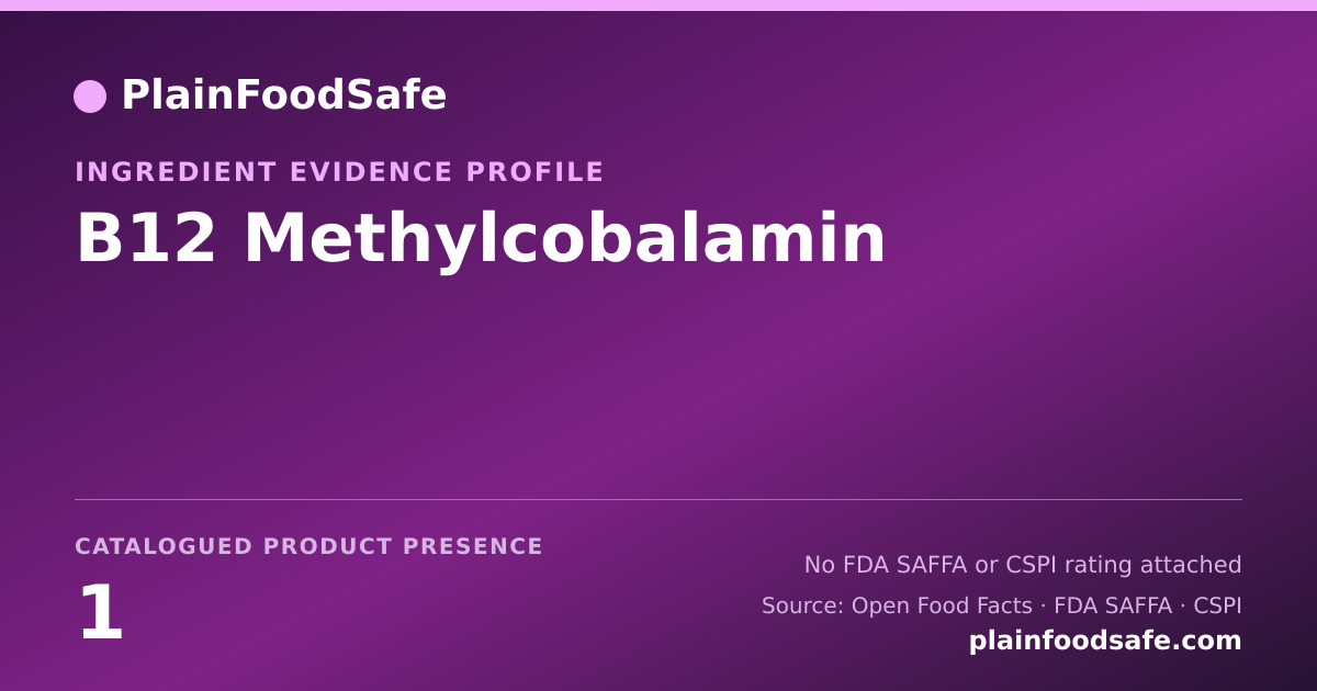 Share card for B12 Methylcobalamin Food Ingredient Evidence Profile