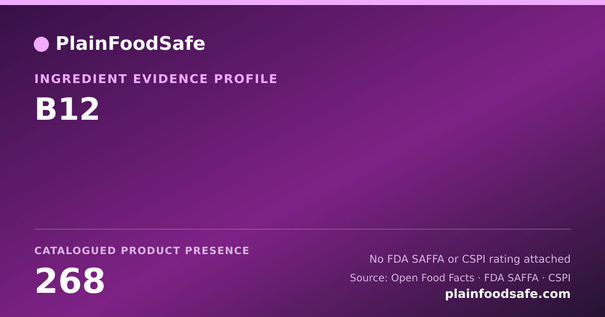 Share card for B12 Food Ingredient Evidence Profile