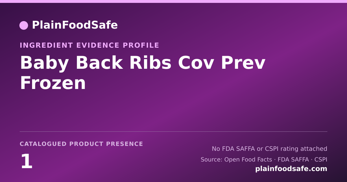 Share card for Baby Back Ribs Cov Prev Frozen Food Ingredient Evidence Profile