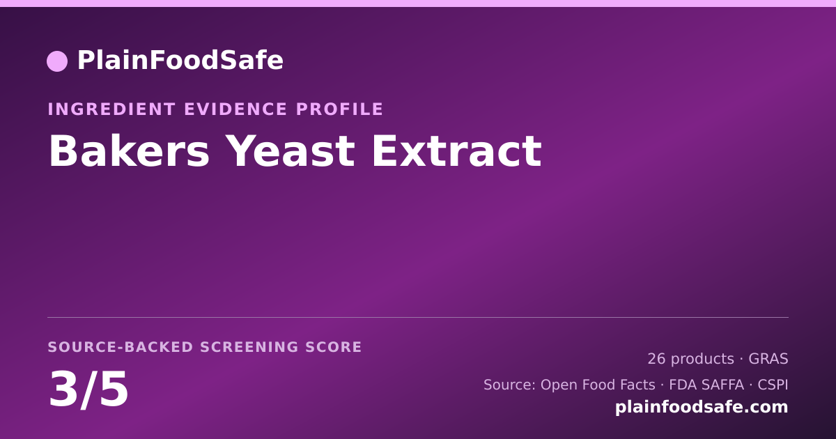 Share card for Bakers Yeast Extract Food Ingredient Evidence Profile