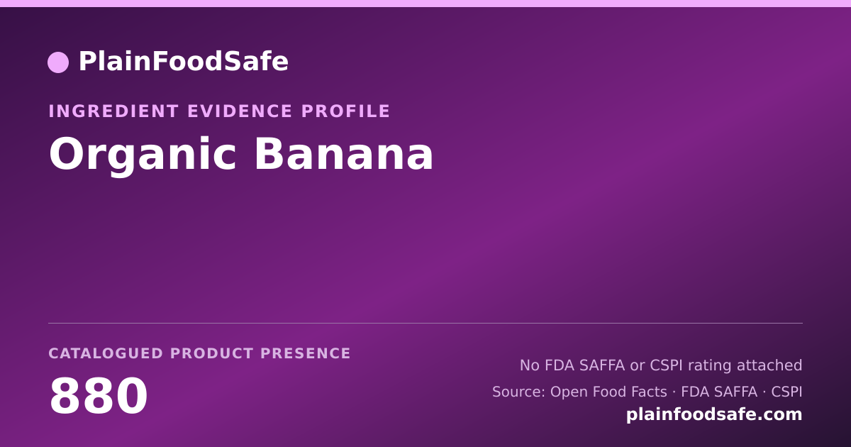Share card for Organic Banana Food Ingredient Evidence Profile