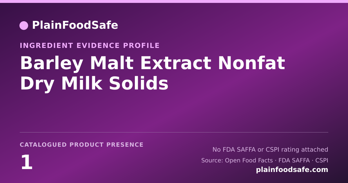 Share card for Barley Malt Extract Nonfat Dry Milk Solids Food Ingredient Evidence Profile