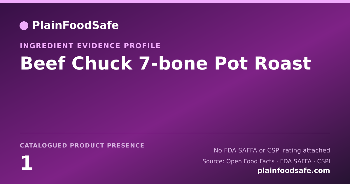 Share card for Beef Chuck 7-bone Pot Roast Food Ingredient Evidence Profile